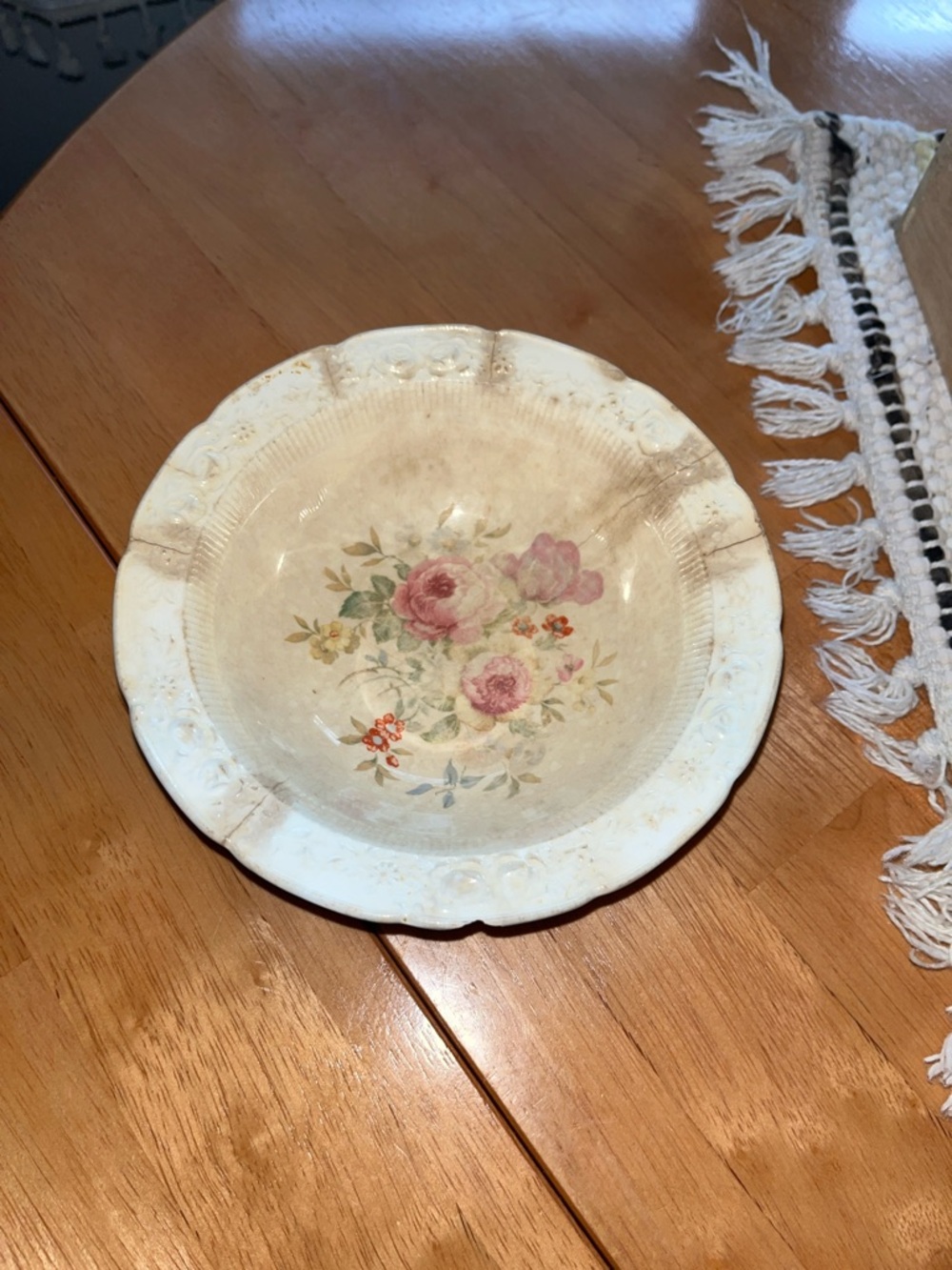 Ravenna vintage Floral Decorative Ceramic Bowl - Pink Rose Motif